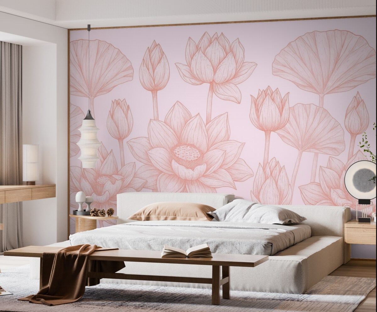 Fototapeta Wielkie kwiaty w kolorach różu.