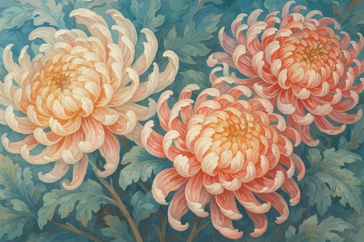 Fototapeta Wielkie kwiaty chryzantemy.