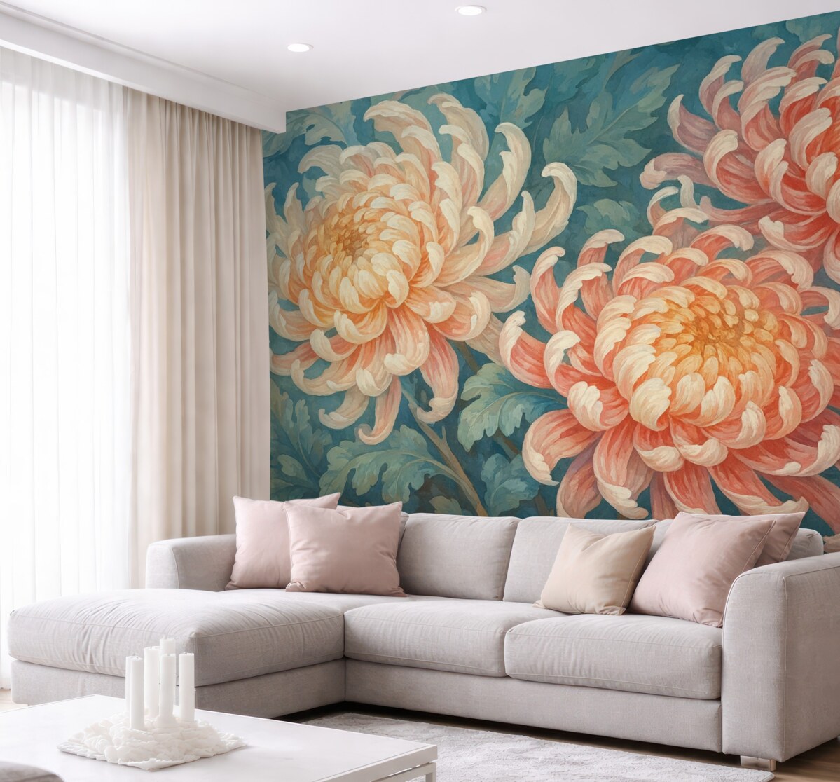 Fototapeta Wielkie kwiaty chryzantemy.