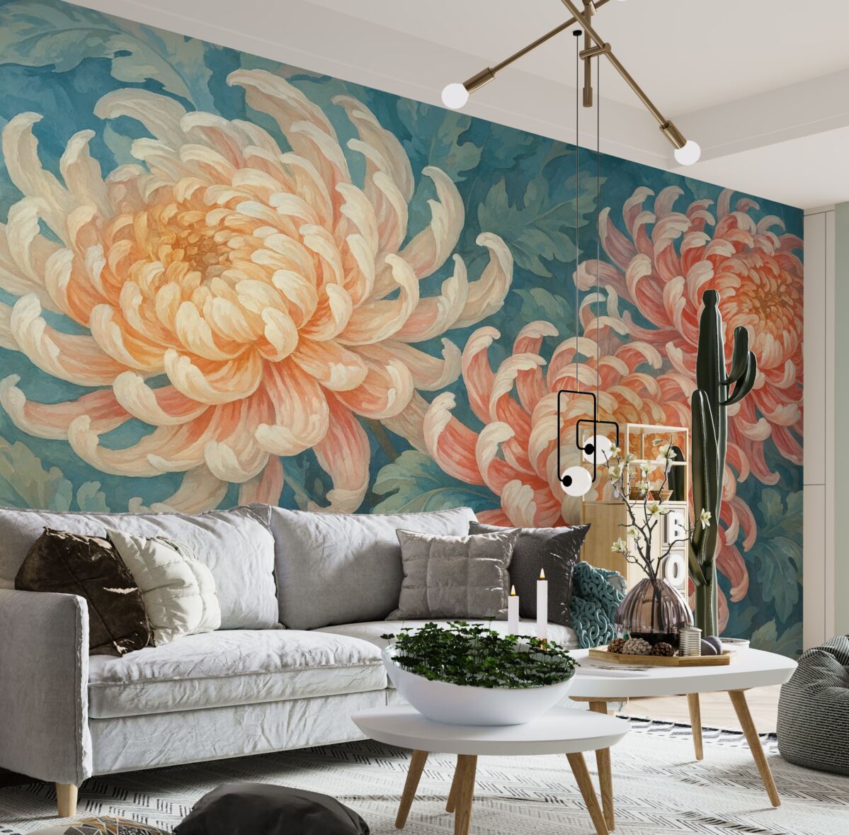 Fototapeta Wielkie kwiaty chryzantemy.