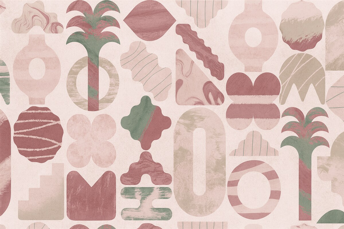 Fototapeta odmienne interesujące formy, współczesna geometria w różowych odcieniach