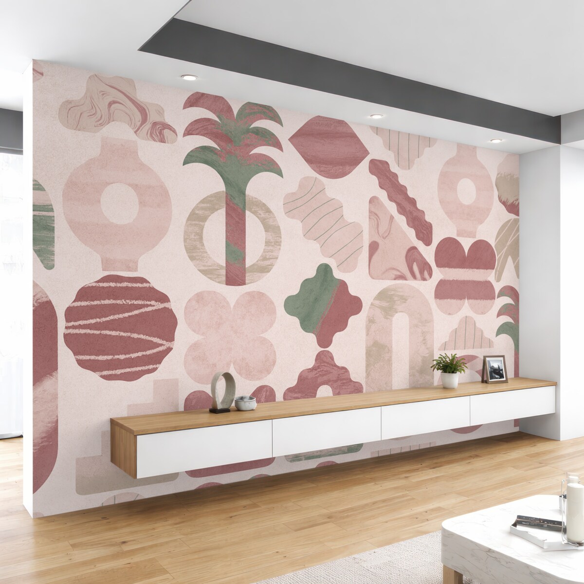 Fototapeta odmienne interesujące formy, współczesna geometria w różowych odcieniach