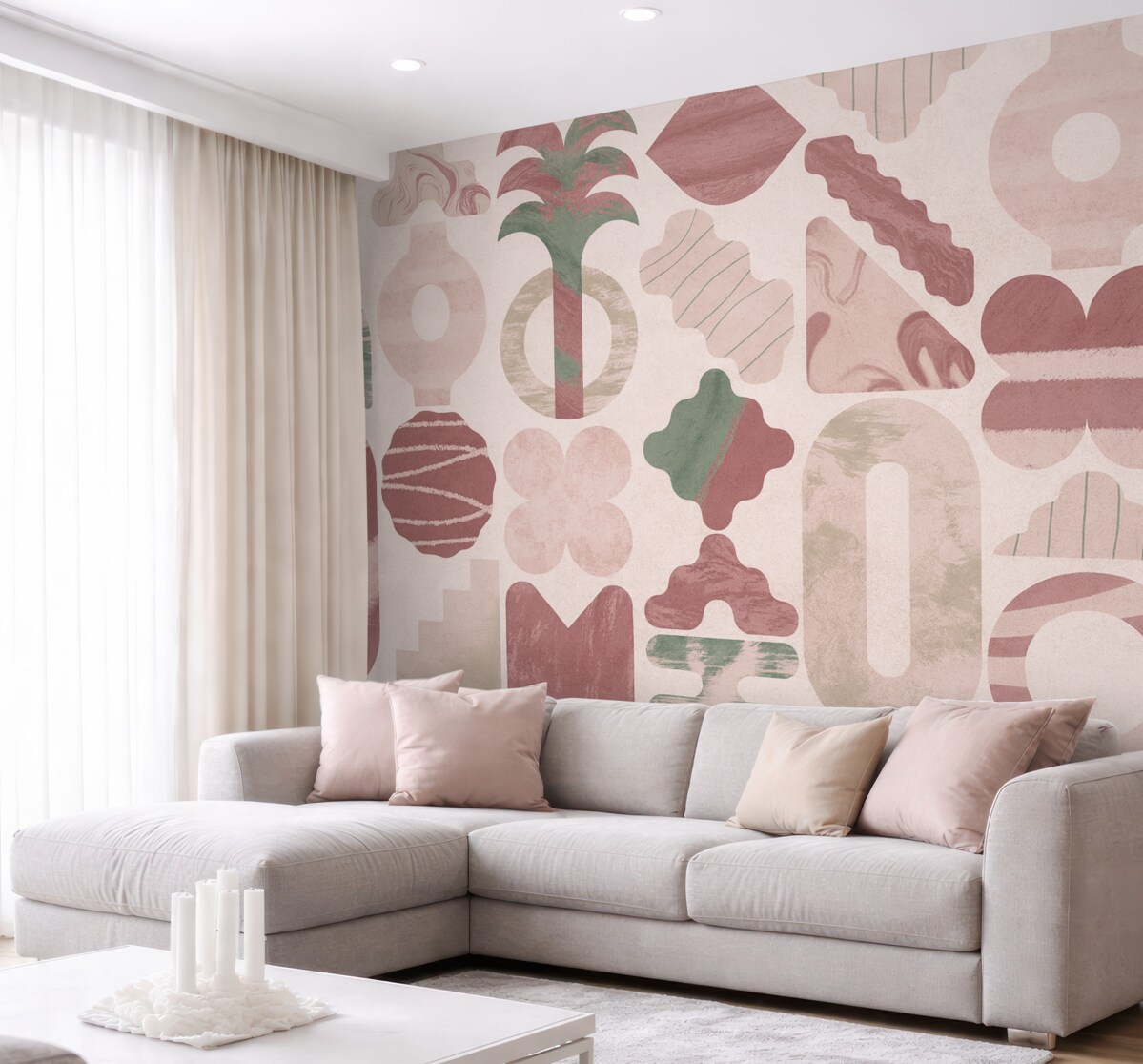 Fototapeta odmienne interesujące formy, współczesna geometria w różowych odcieniach