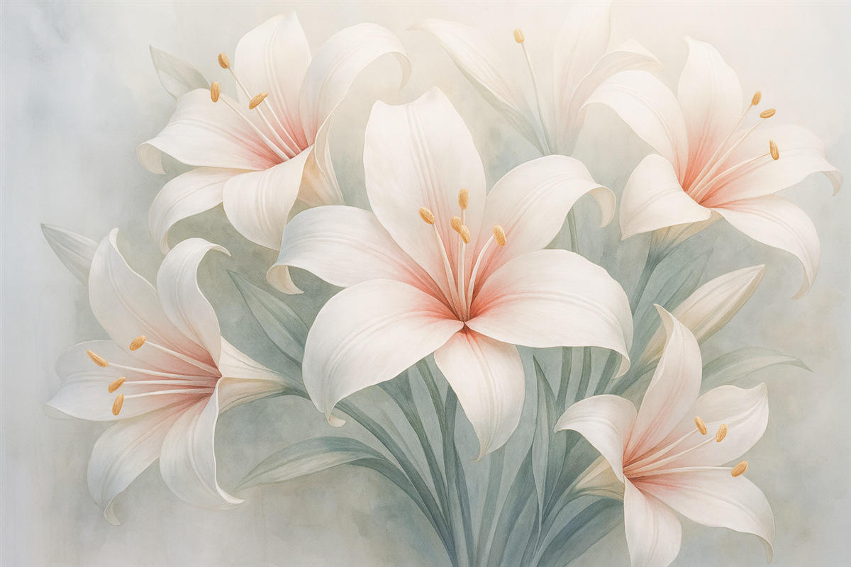 Fototapeta Wspaniałe lilie na nieostrym tle.