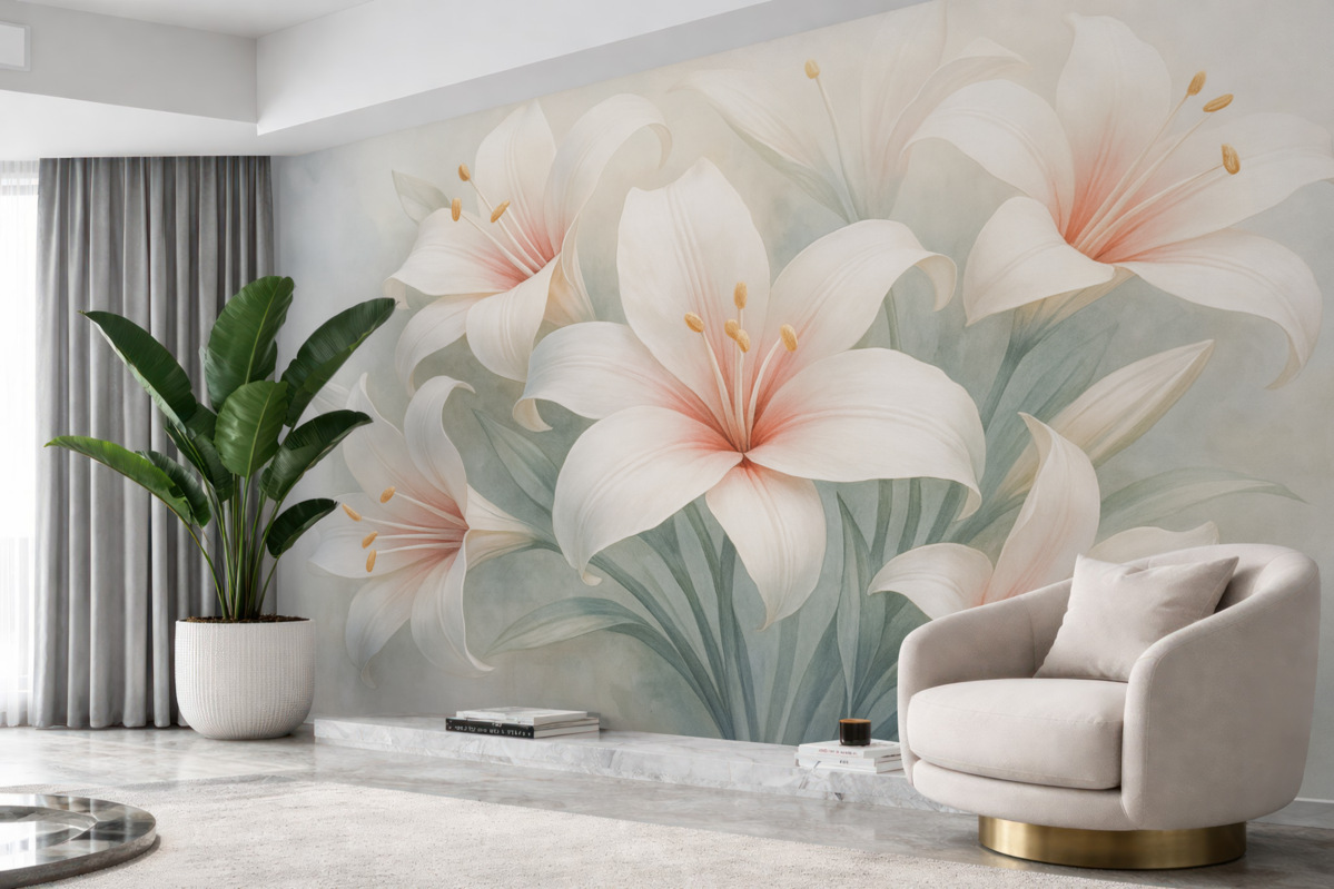 Fototapeta Wspaniałe lilie na nieostrym tle.