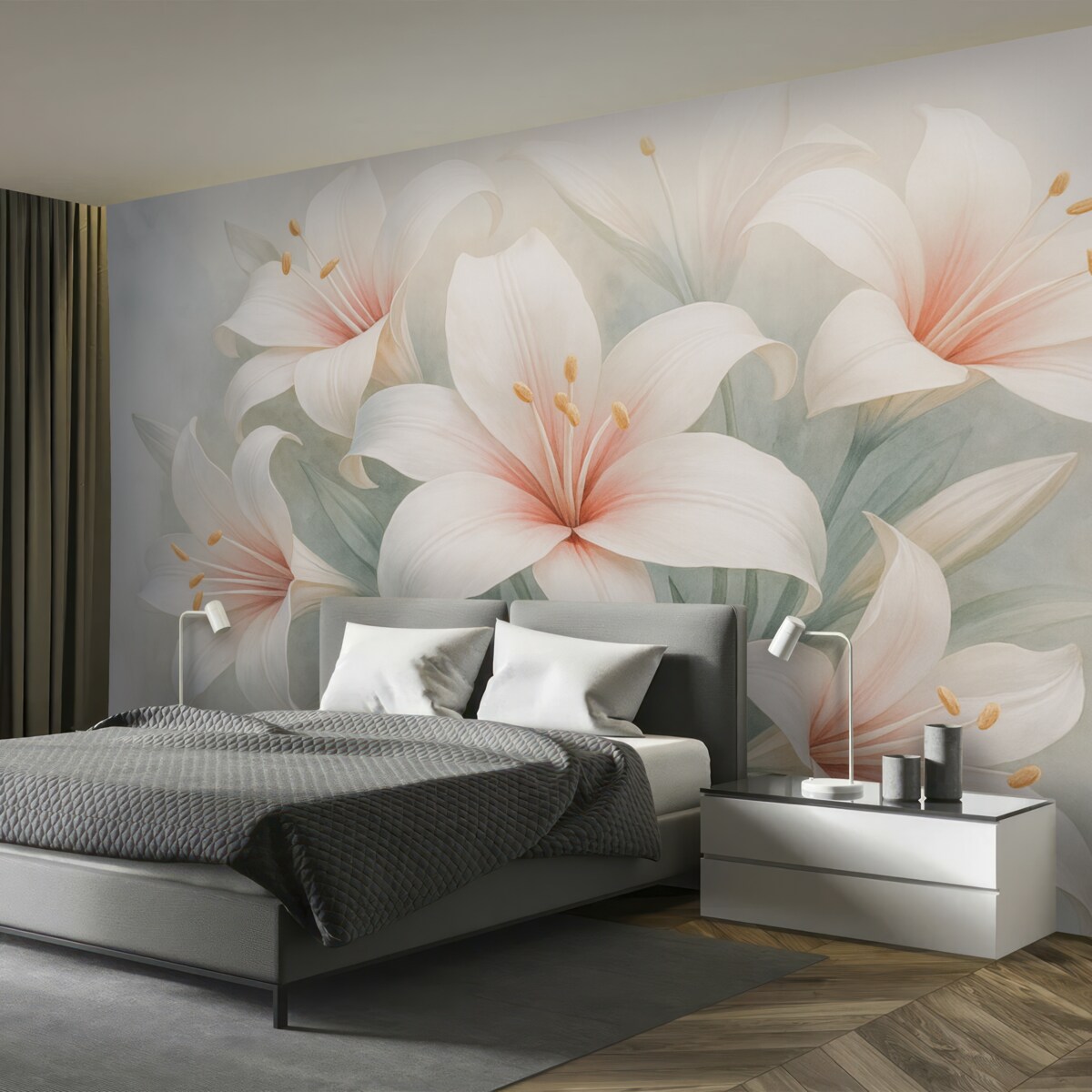 Fototapeta Wspaniałe lilie na nieostrym tle.