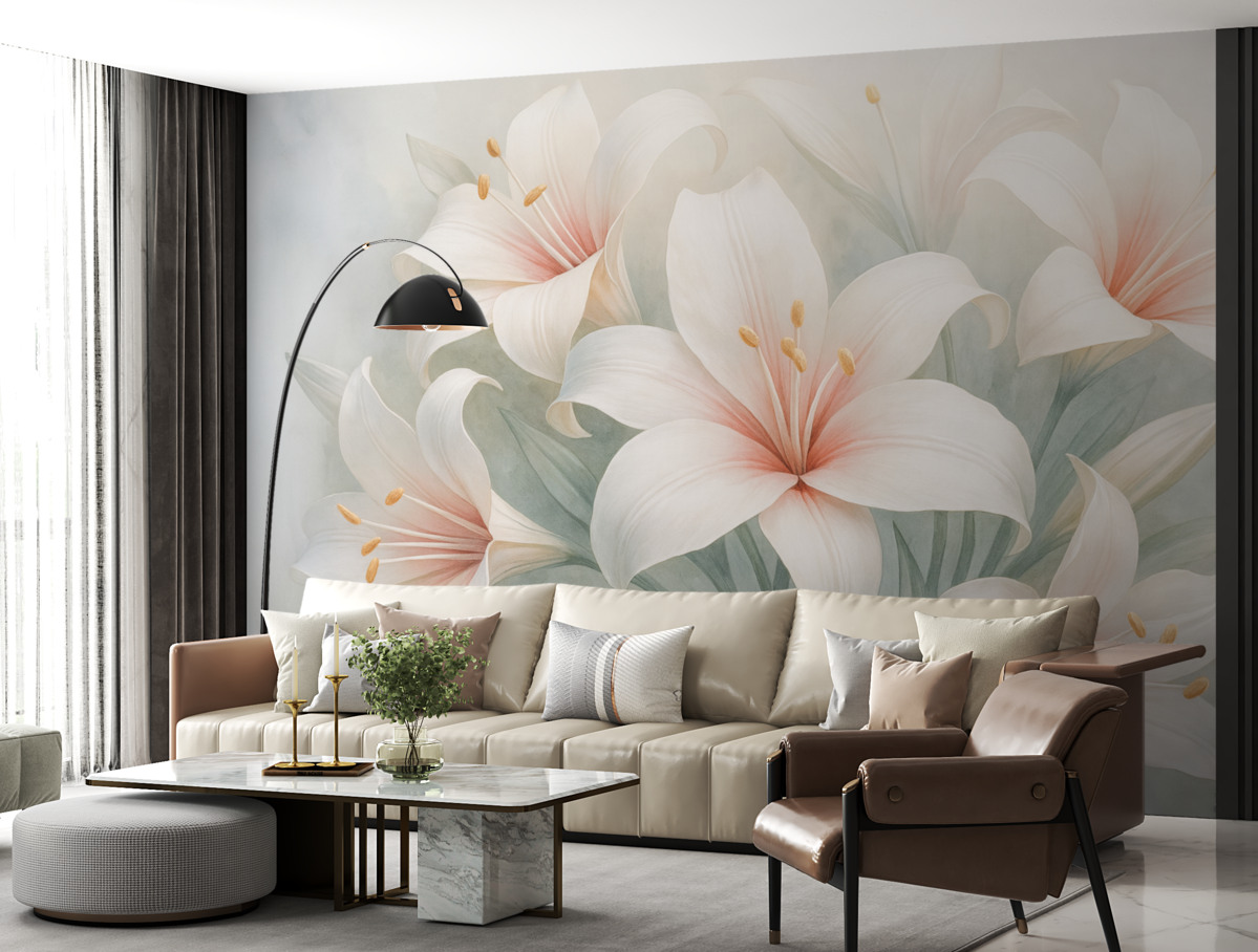 Fototapeta Wspaniałe lilie na nieostrym tle.