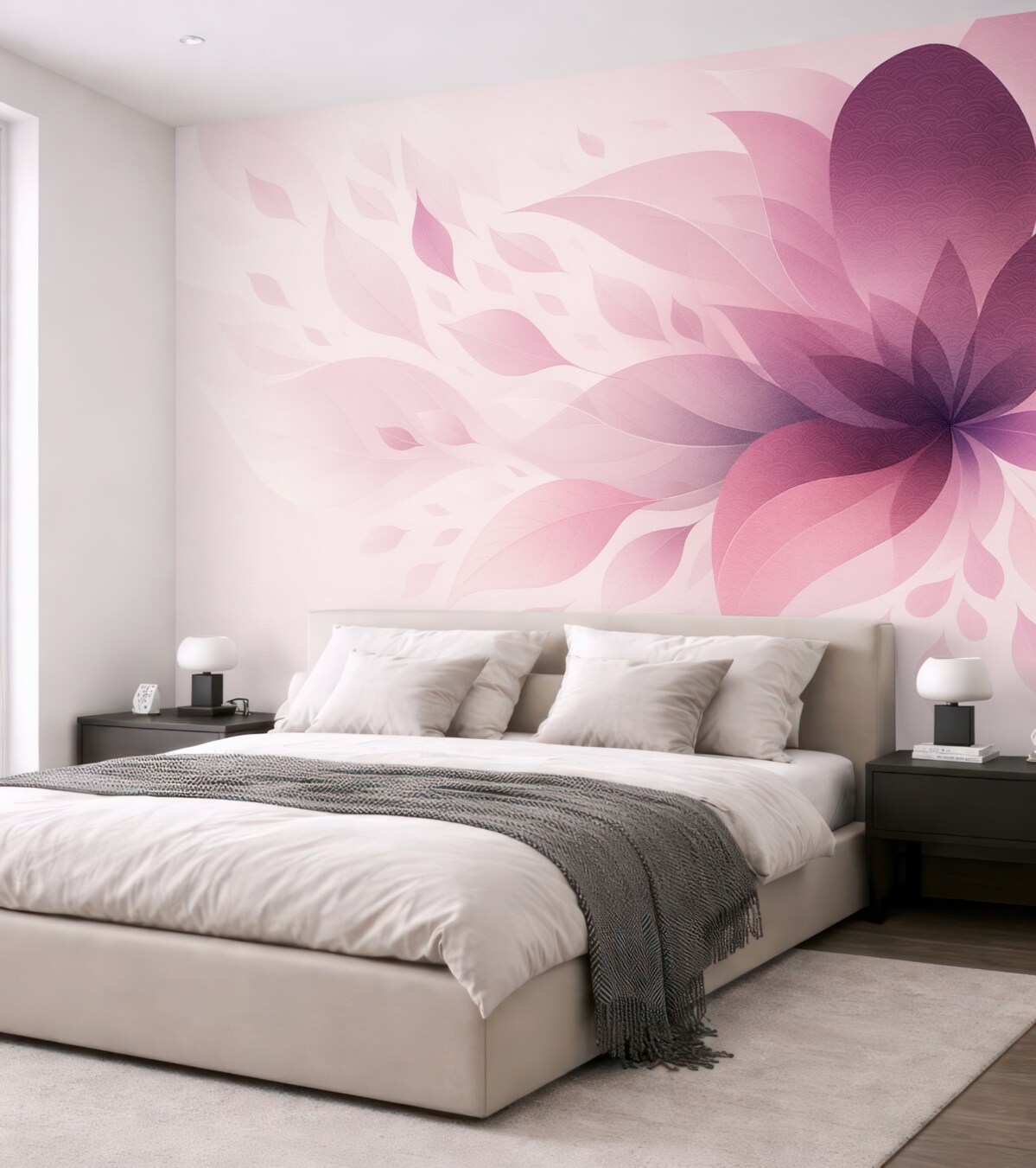 Fototapeta Namalowany jest różowy kwiat w jasnym odcieniu.