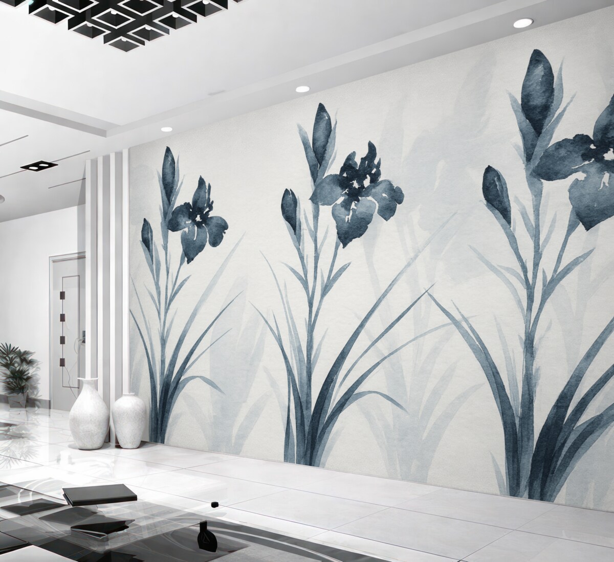 Fototapeta rozległe niebieskie irysy