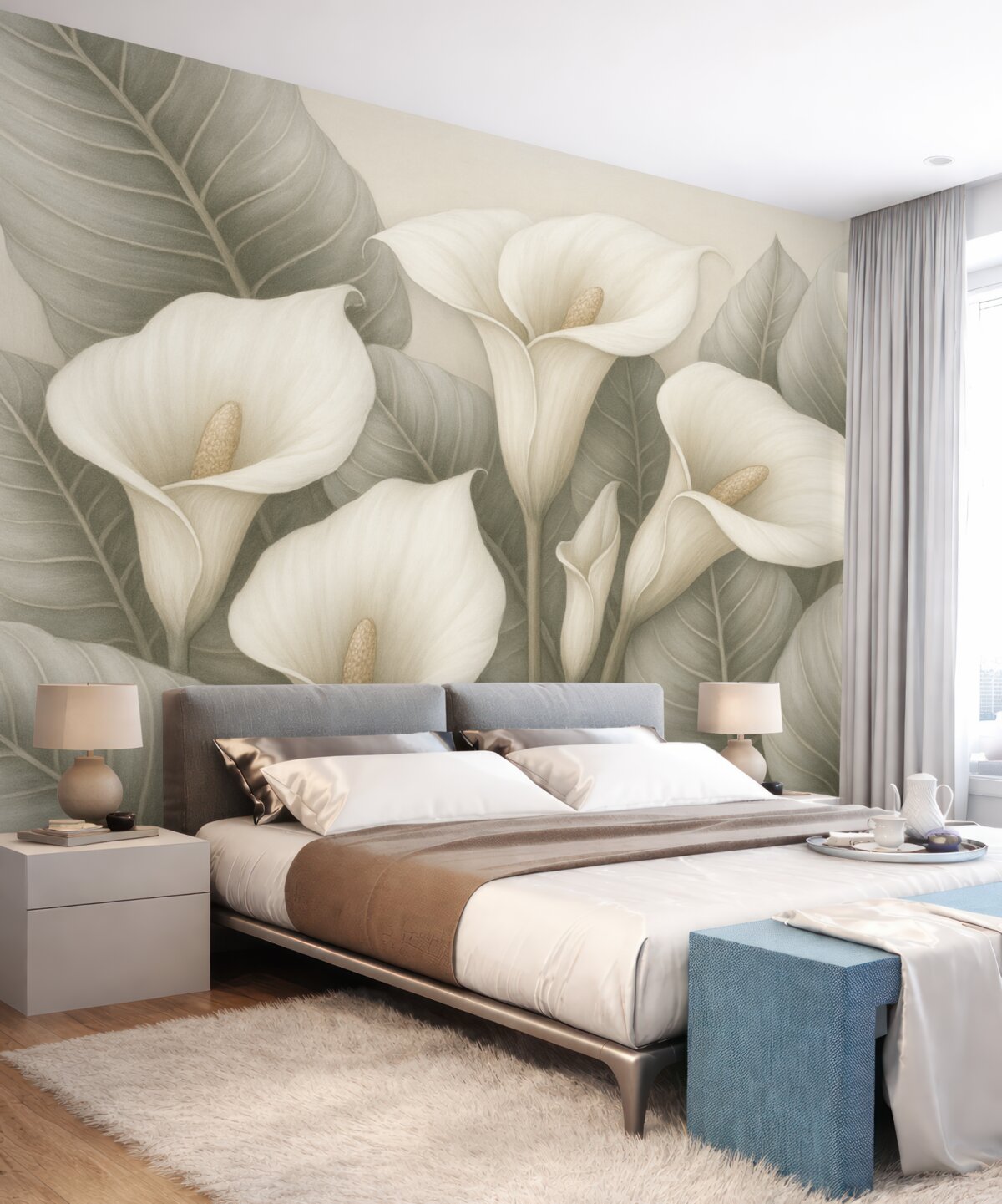 Fototapeta lilie kalie na tle liści