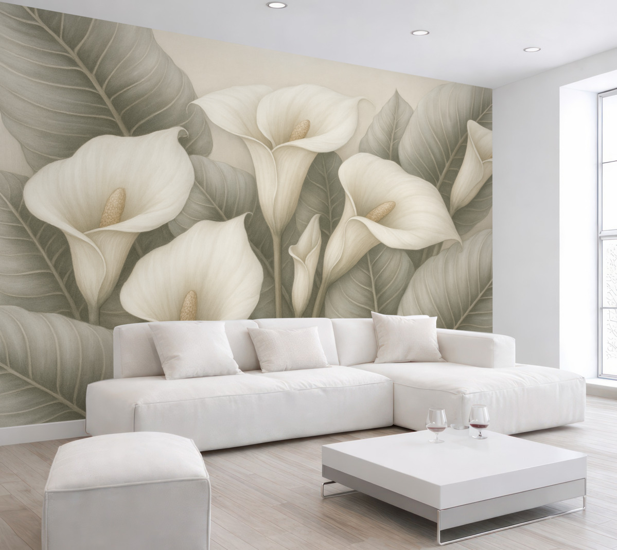 Fototapeta lilie kalie na tle liści