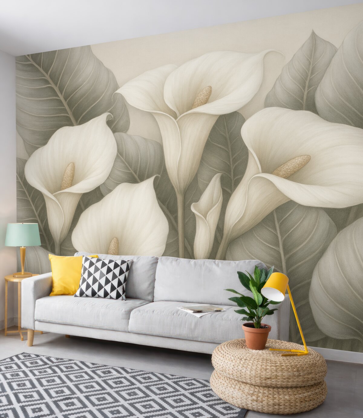 Fototapeta lilie kalie na tle liści