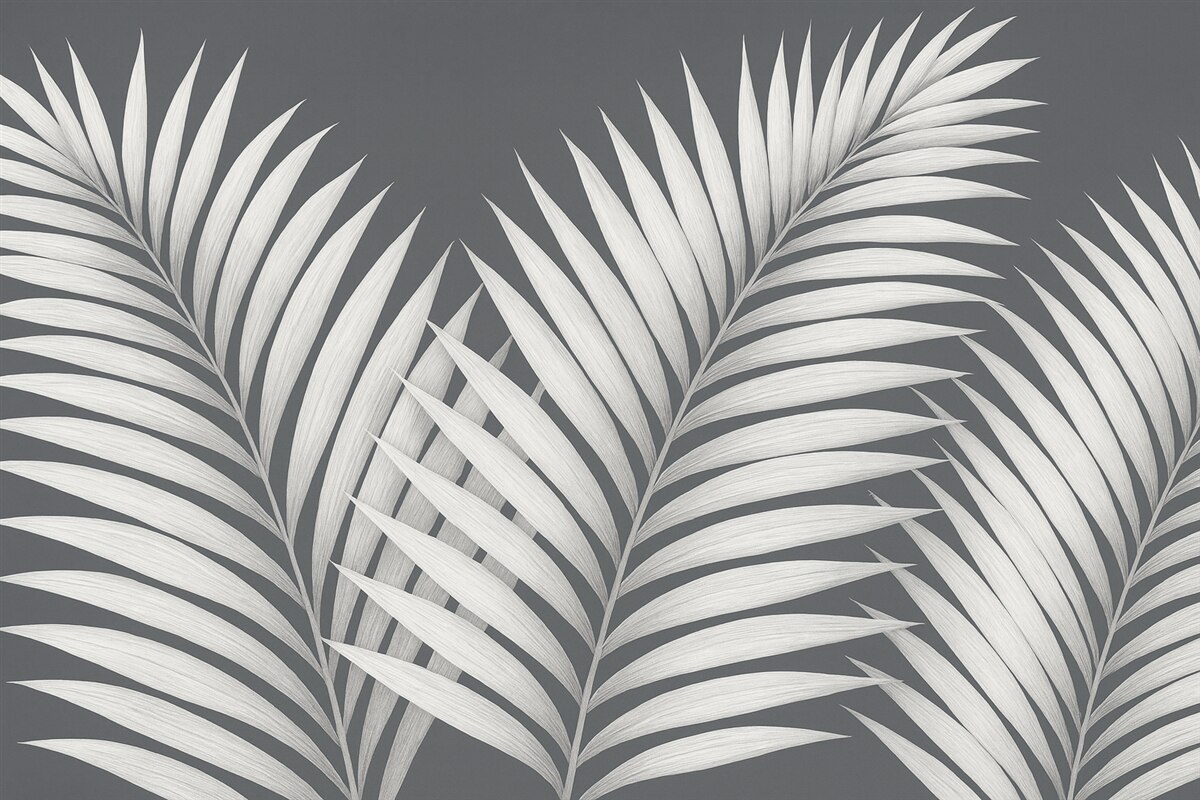 Fototapeta Liście palmowe z zadrzewieniem.