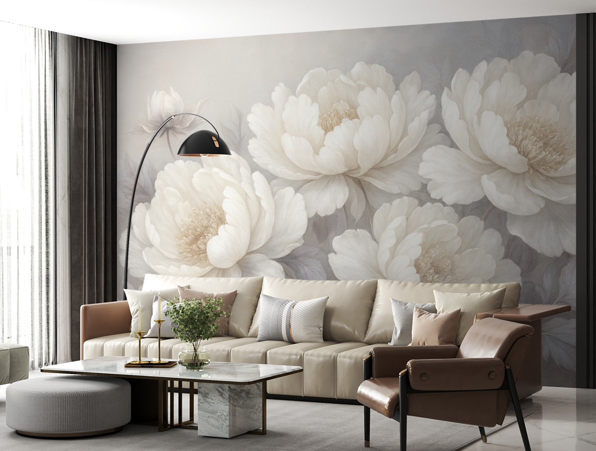 Fototapeta Wielkie jasne piwonie.