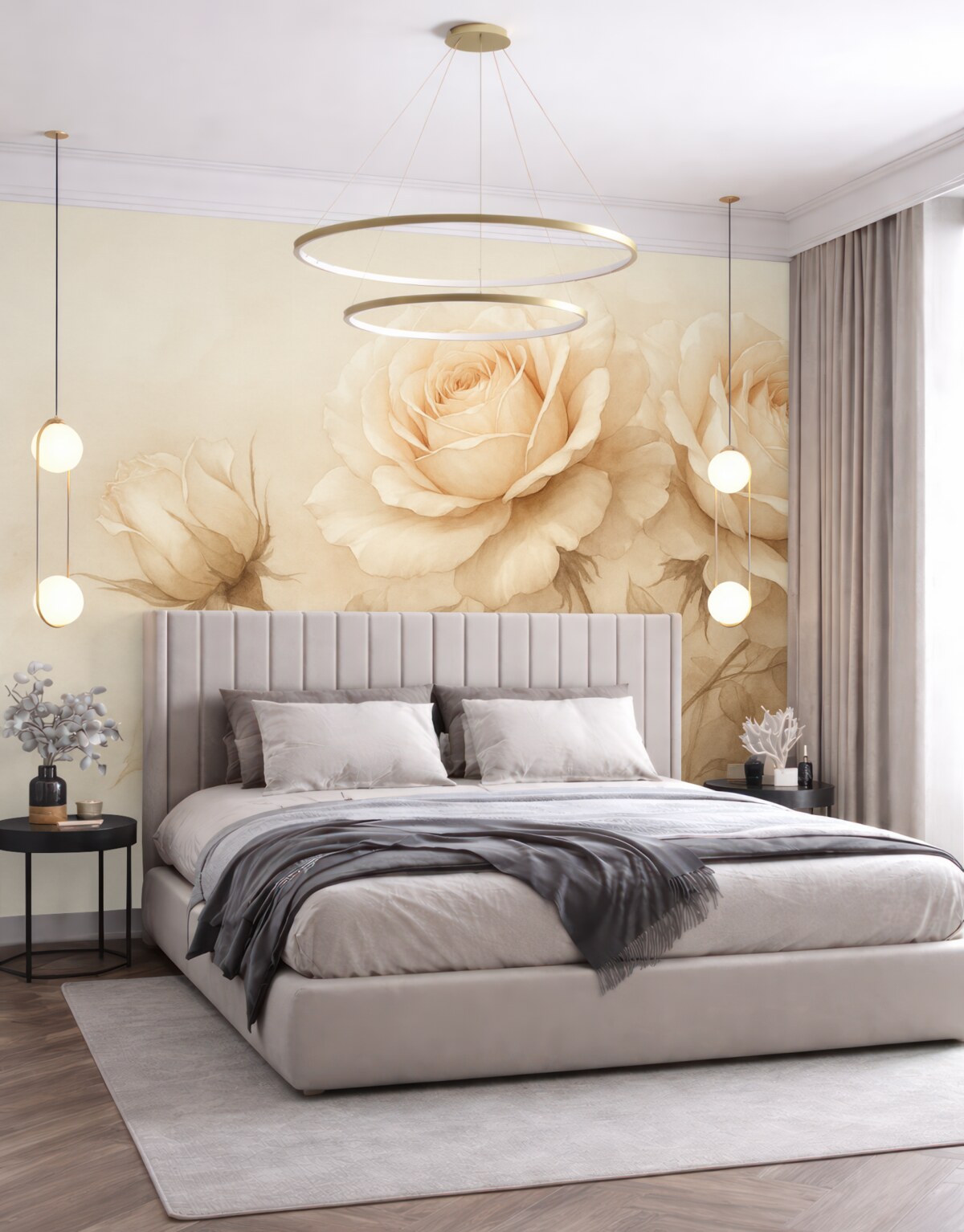 Fototapeta Róże na zacienionym tle przypominającym malarstwo.