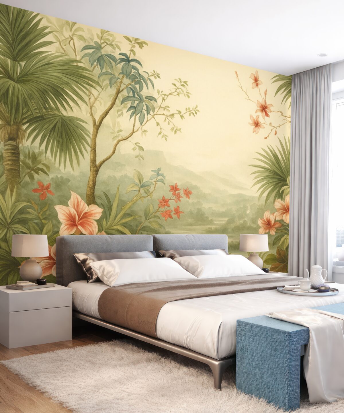 Fototapeta Akwarela naśladująca tropikalny las.