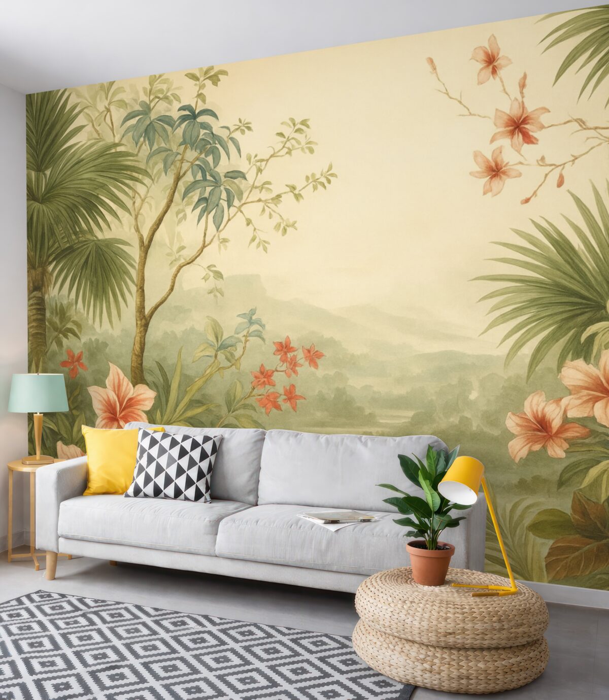 Fototapeta Akwarela naśladująca tropikalny las.