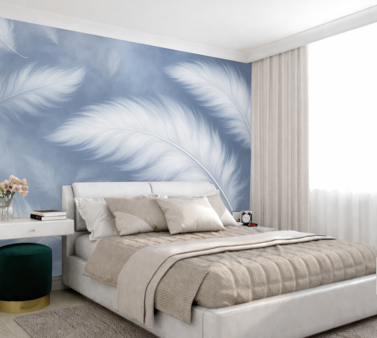 Fototapeta Wielkie pióra w odcieniu niebieskim.