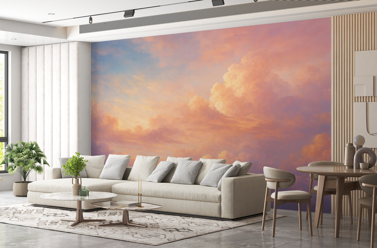 Fototapeta Jasny zachód słońca można opisać jako kolorowy zmierzch.