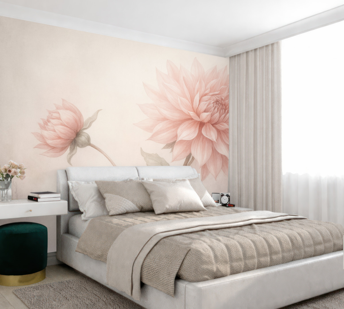 Fototapeta Obszerny kwiat piwonii w delikatnych odcieniach.