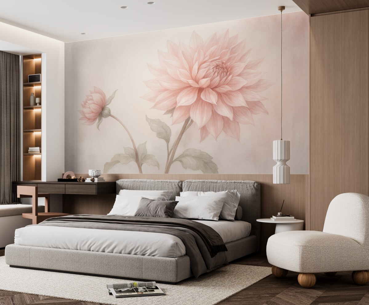 Fototapeta Obszerny kwiat piwonii w delikatnych odcieniach.