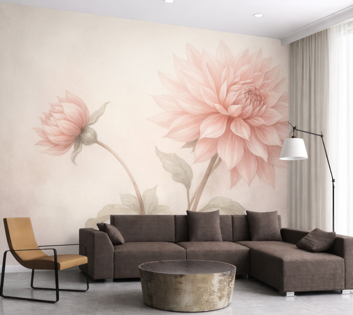 Fototapeta Obszerny kwiat piwonii w delikatnych odcieniach.