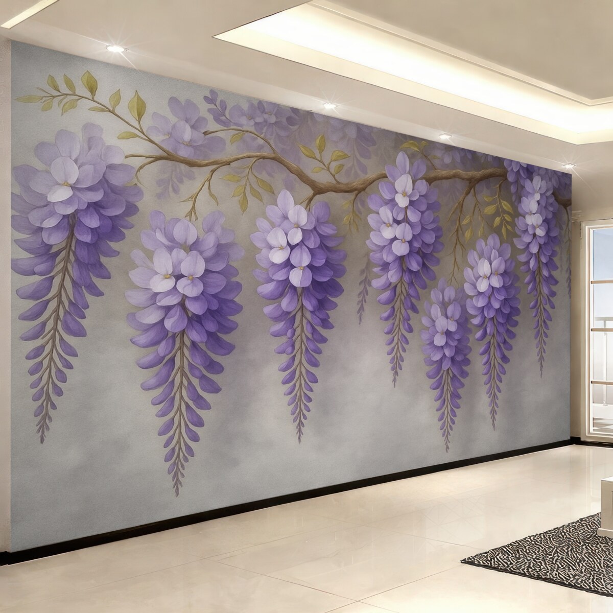 Fototapeta Lśniący bukiet kwiatów na ścianie w stylu malarstwa akwarelowego.