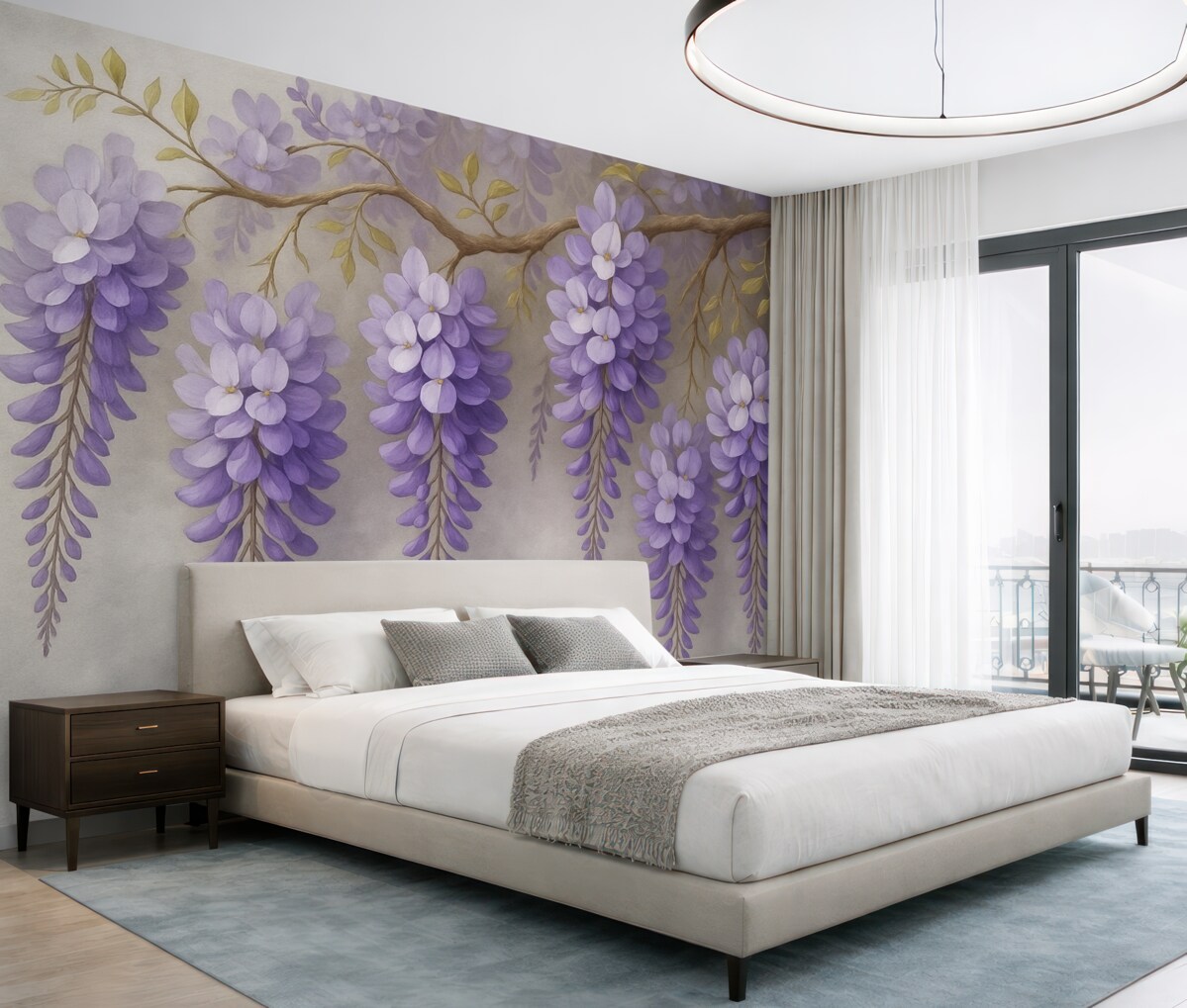 Fototapeta Lśniący bukiet kwiatów na ścianie w stylu malarstwa akwarelowego.