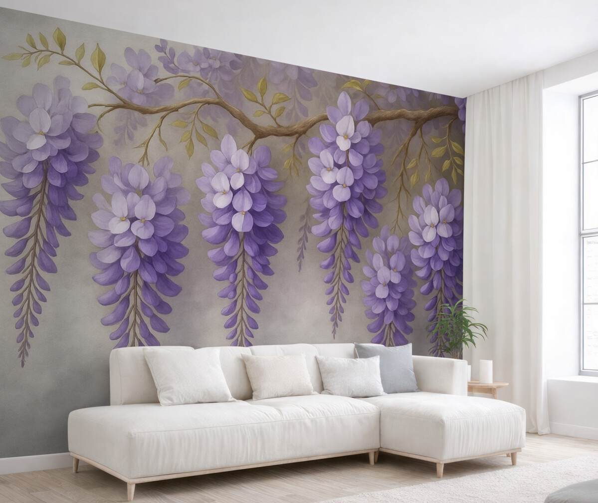 Fototapeta Lśniący bukiet kwiatów na ścianie w stylu malarstwa akwarelowego.