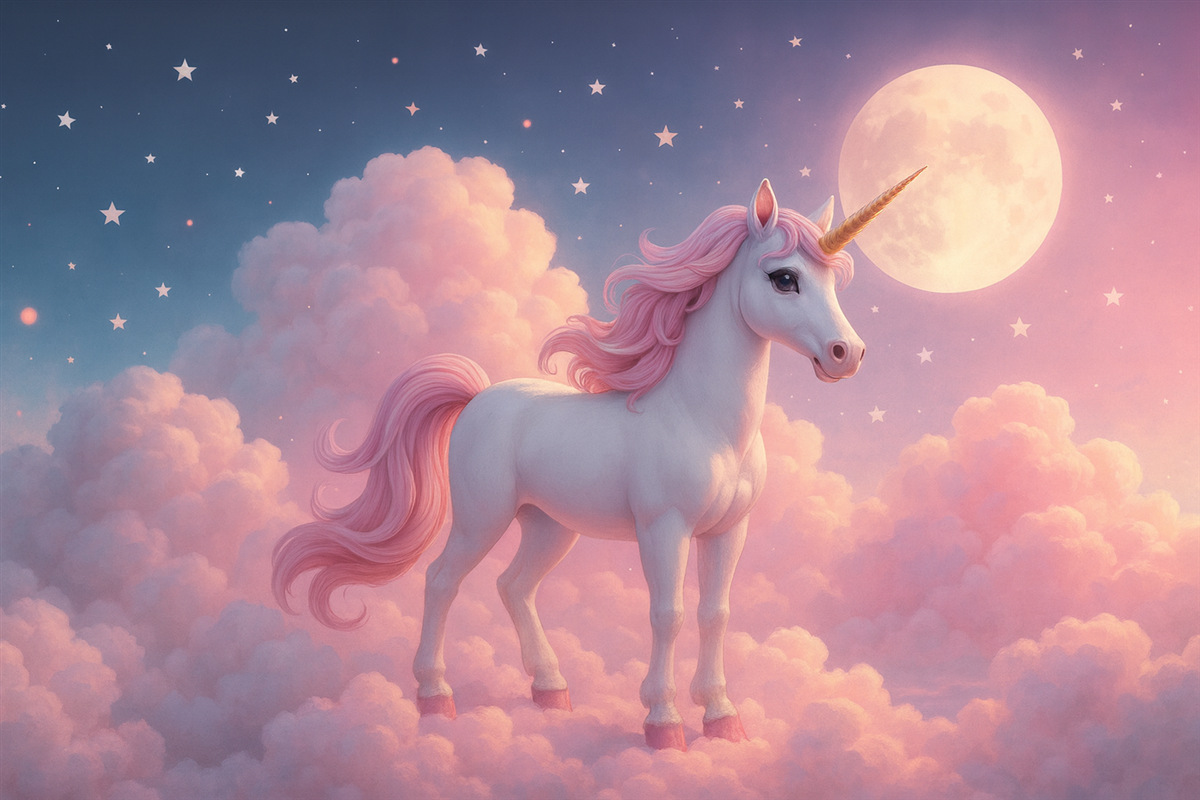 Fototapeta Jednorożec na obłokach.