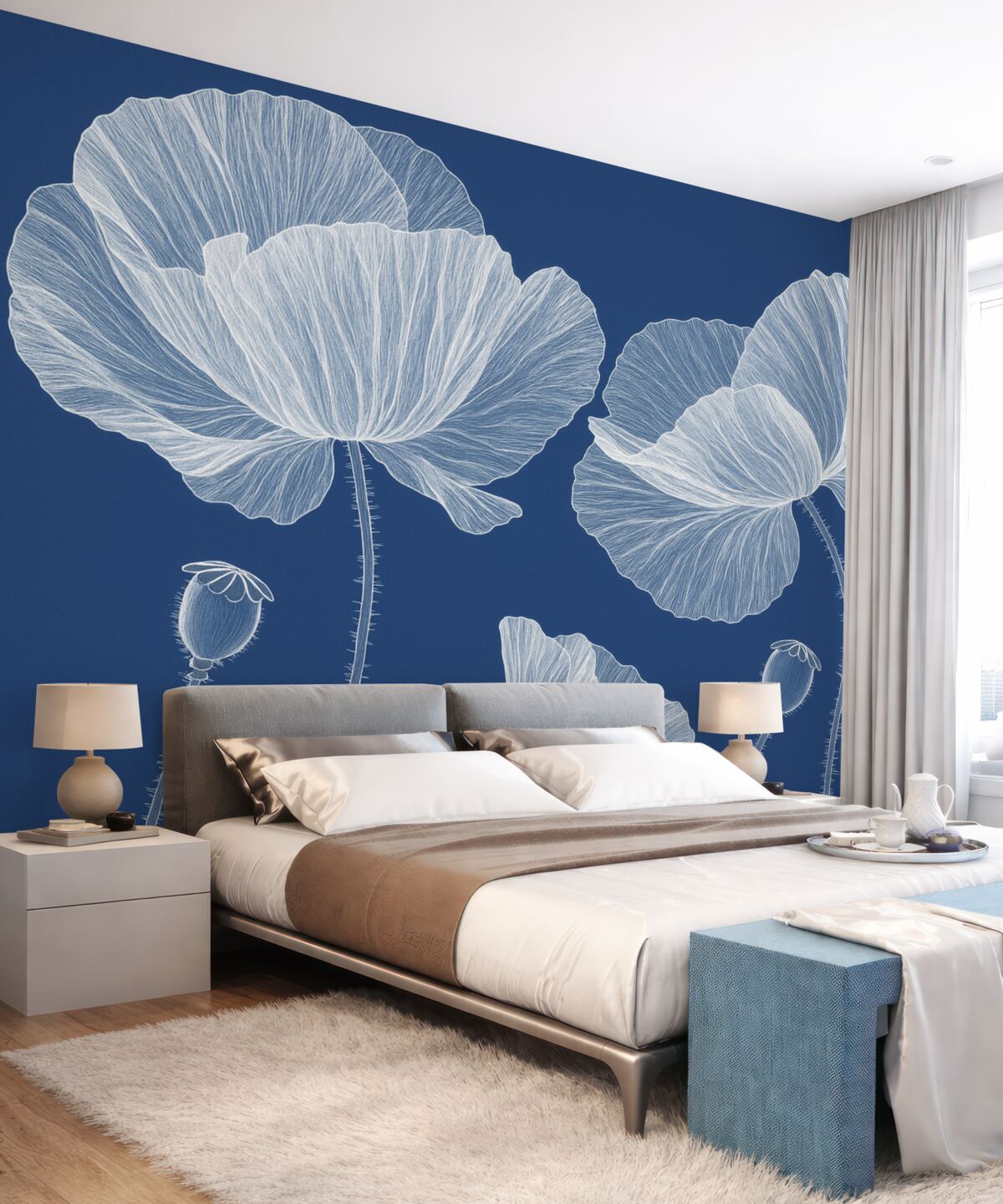 Fototapeta Malowane dzikie kwiaty maku w ogrodzie.