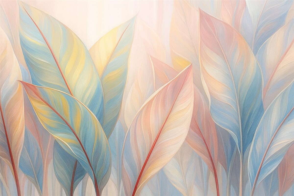 Fototapeta Podrasowane tęczowe liście.