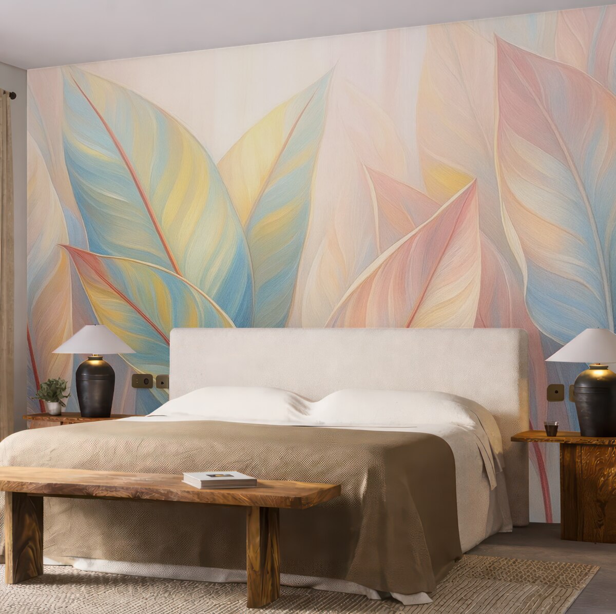 Fototapeta Podrasowane tęczowe liście.