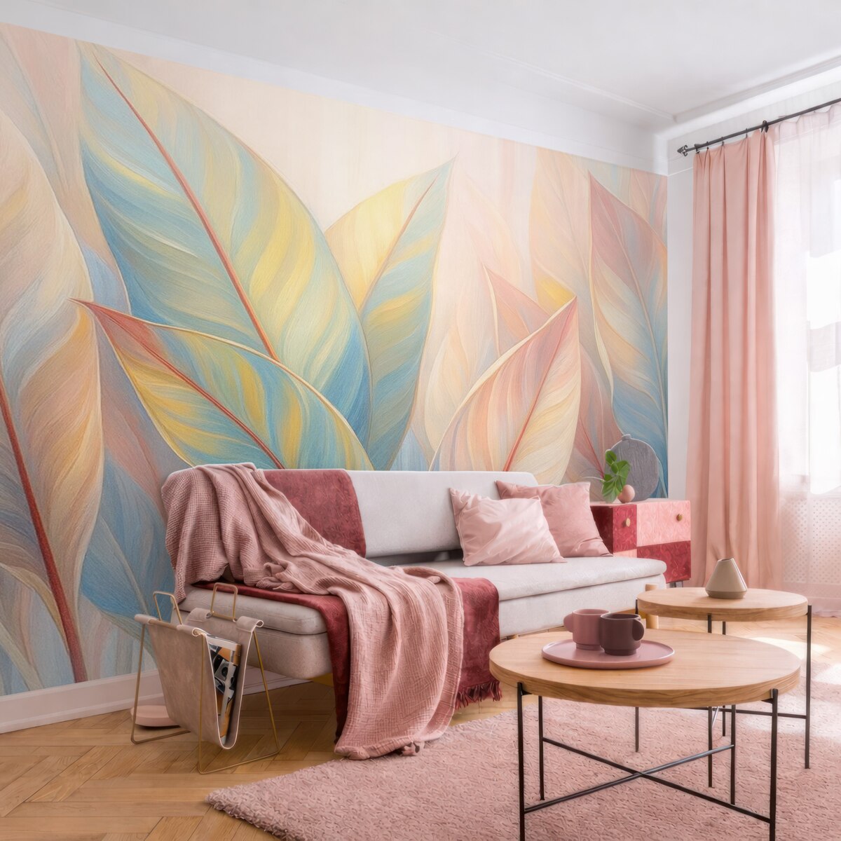 Fototapeta Podrasowane tęczowe liście.