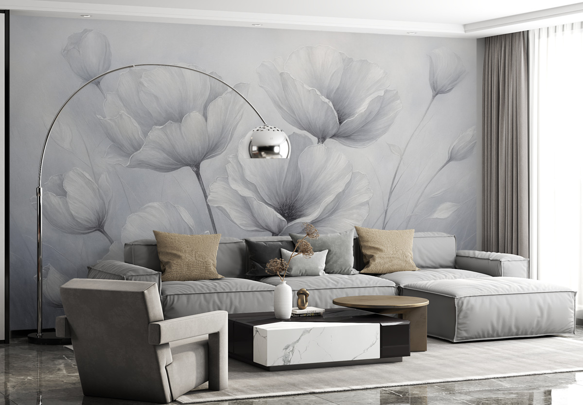 Fototapeta Kwiaty na ścianie w stylu punkowym.