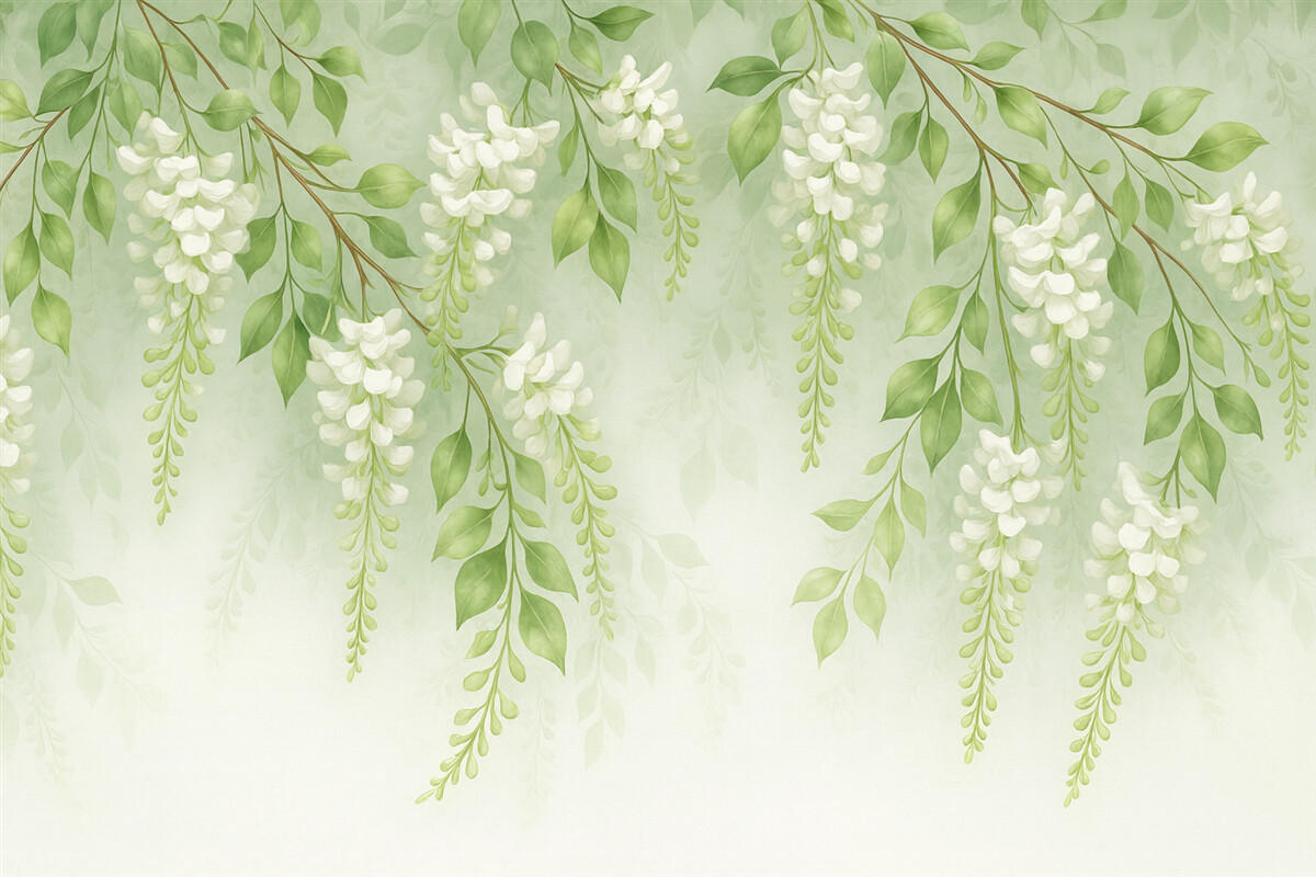 Fototapeta Stylizowane malowane rozkwitające gałązki.