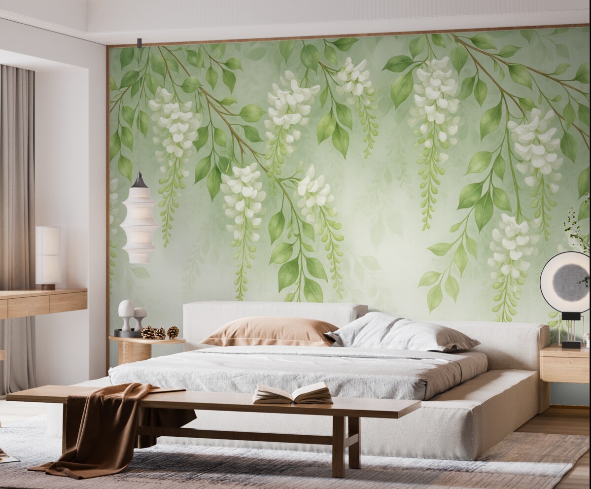 Fototapeta Stylizowane malowane rozkwitające gałązki.