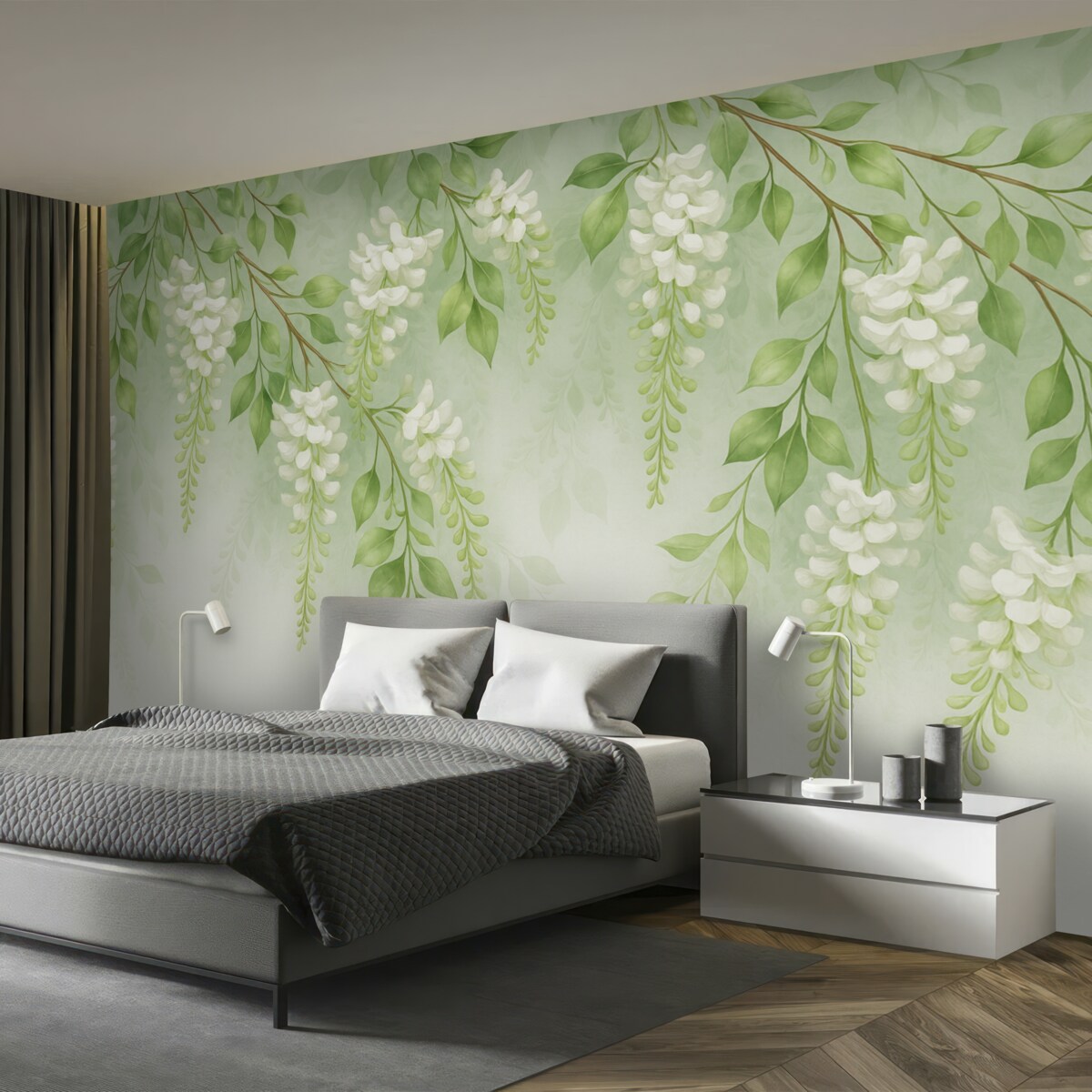 Fototapeta Stylizowane malowane rozkwitające gałązki.