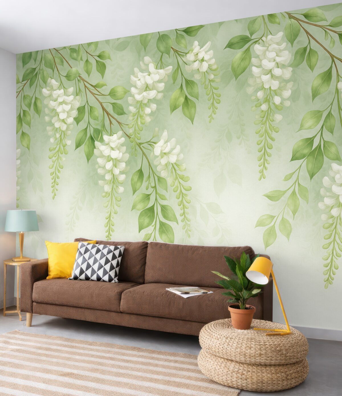 Fototapeta Stylizowane malowane rozkwitające gałązki.