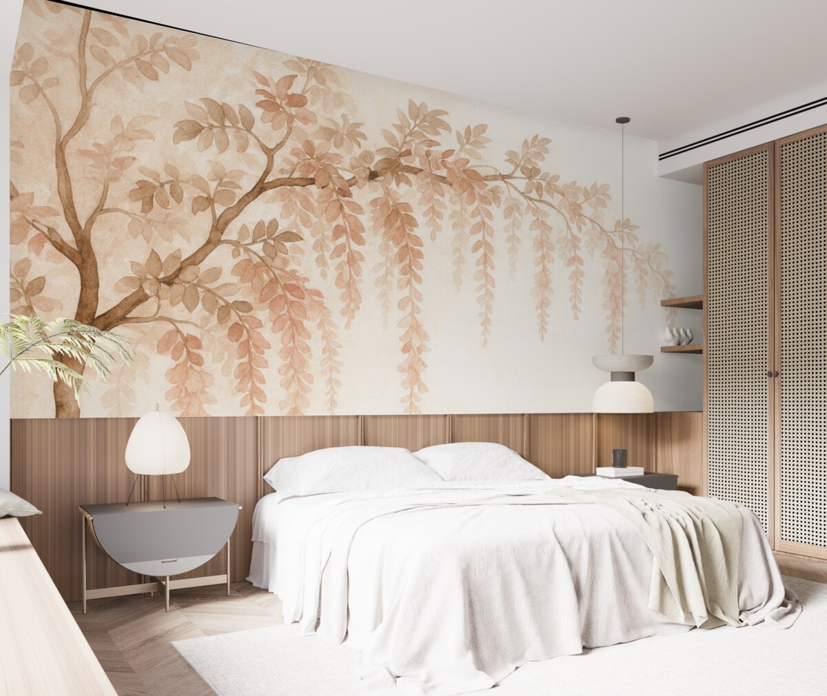 Fototapeta Kształt drzewa z gałęziami w technice akwarelowej.