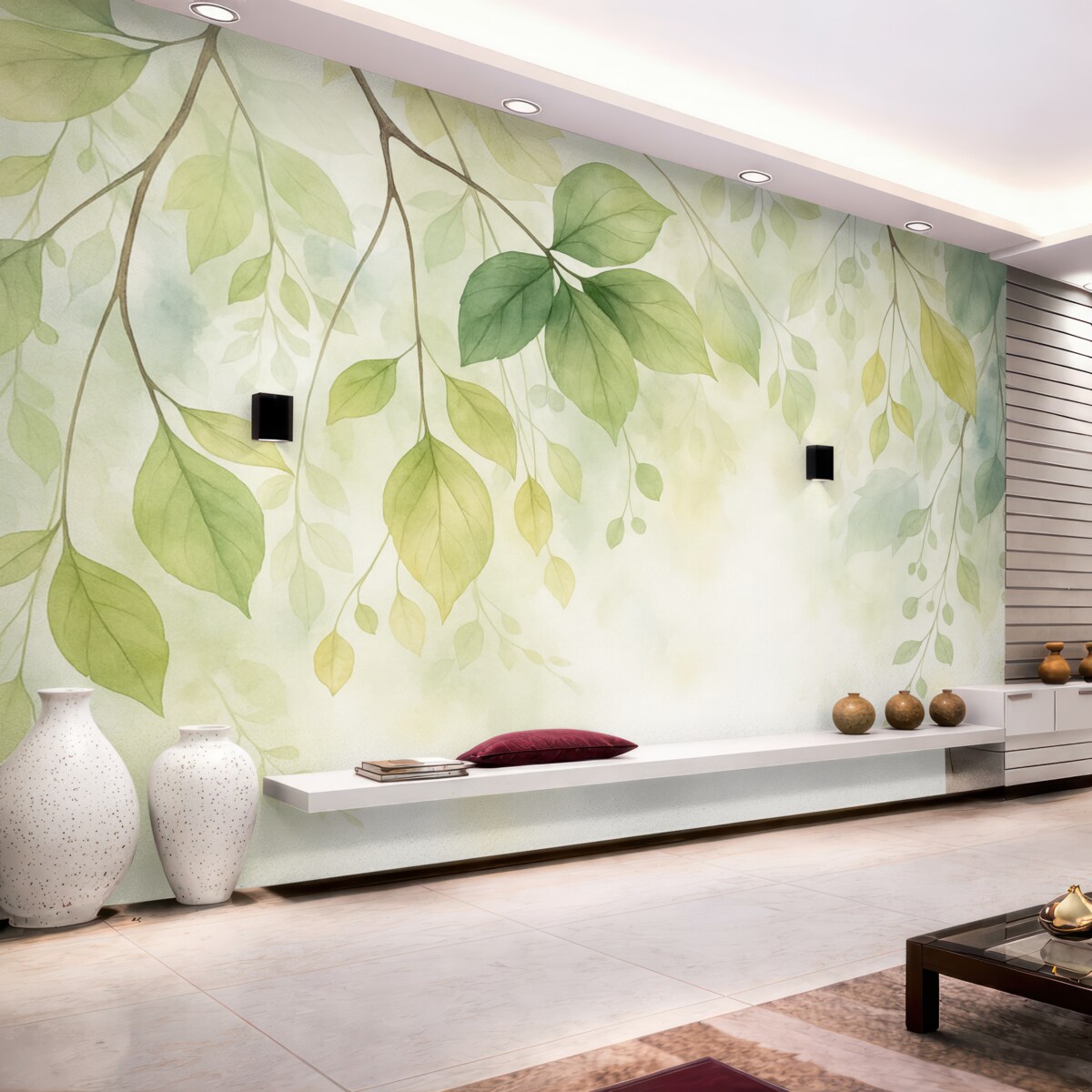 Fototapeta Abstrakcyjna roślinność naśladująca akwarelę.