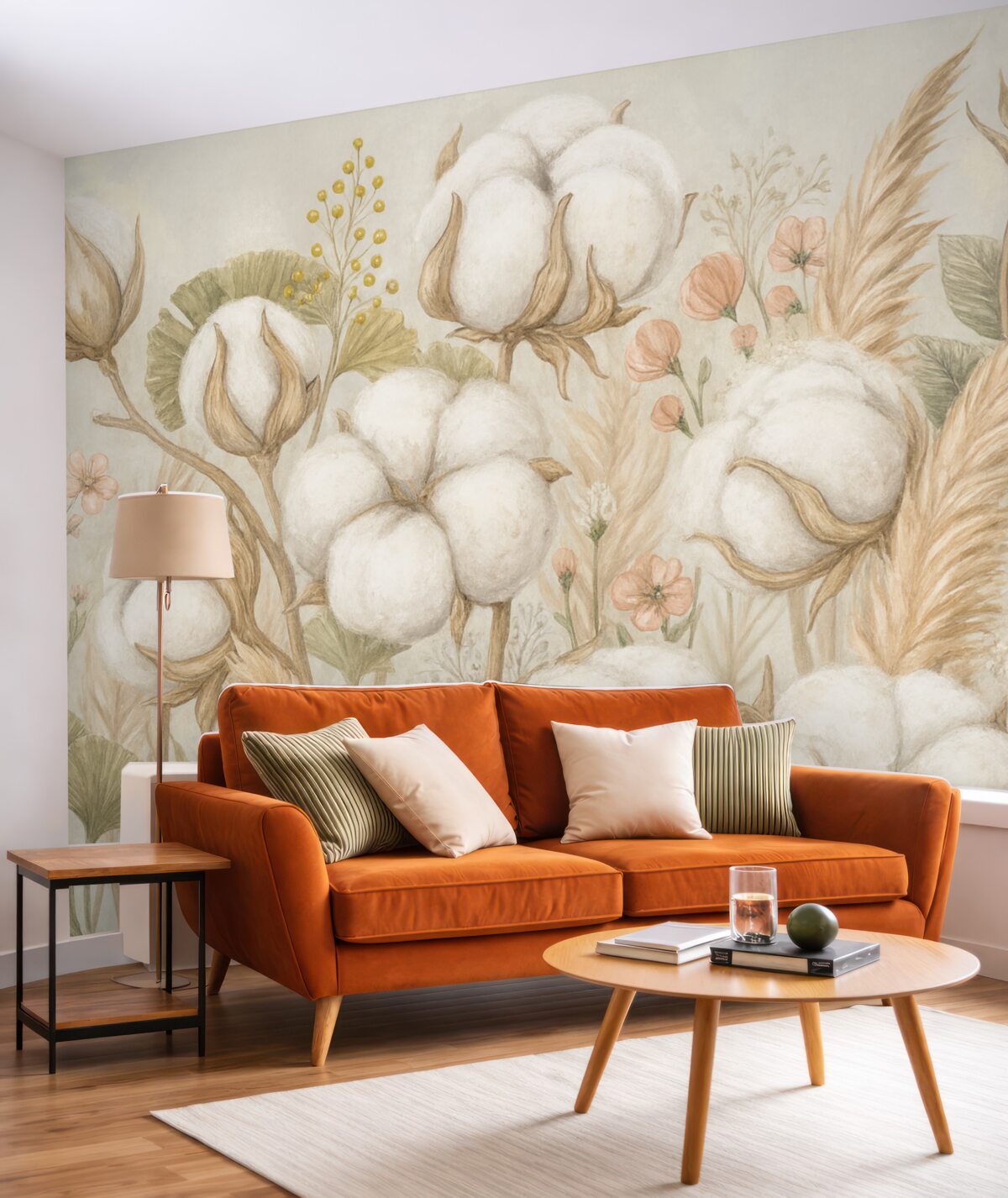 Fototapeta Subtelna aranżacja z bawełnianych kwiatów.