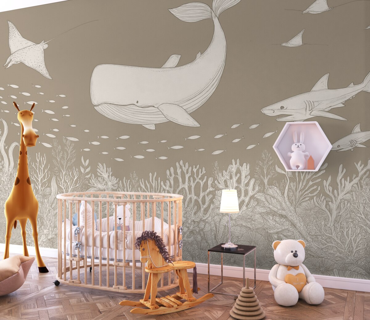Fototapeta Wyprawa z wielorybem, kolor beżowy.