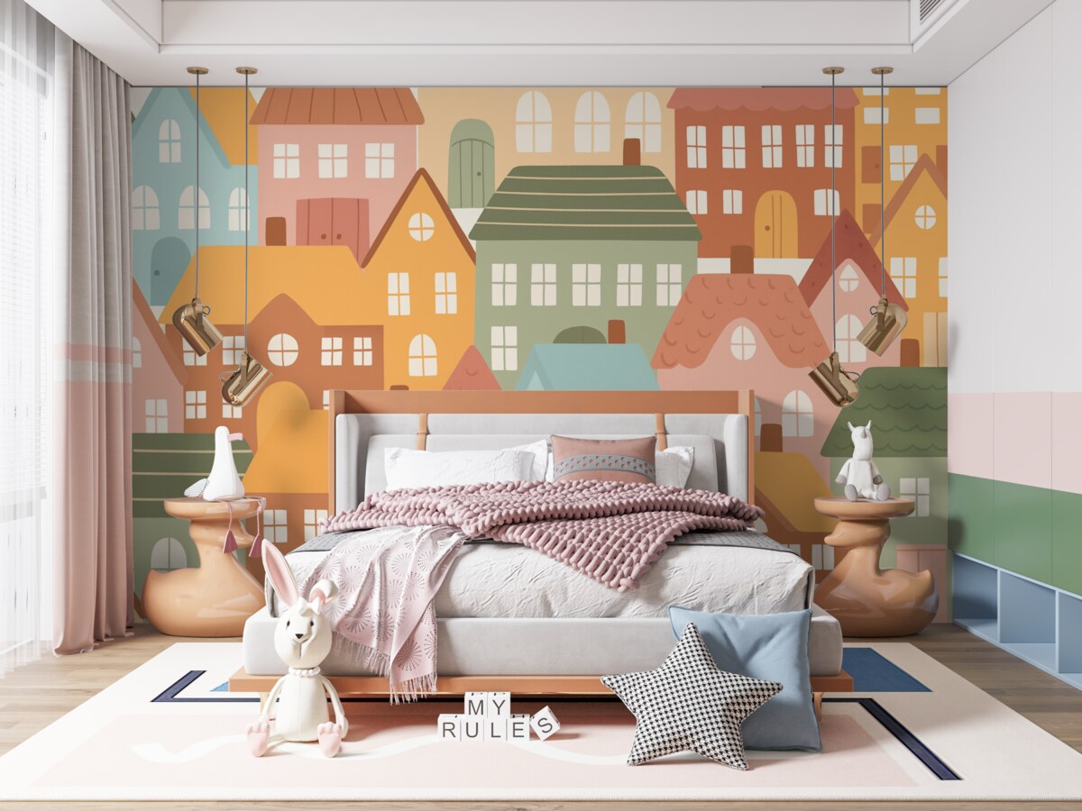 Fototapeta Domy w różnych kolorach.