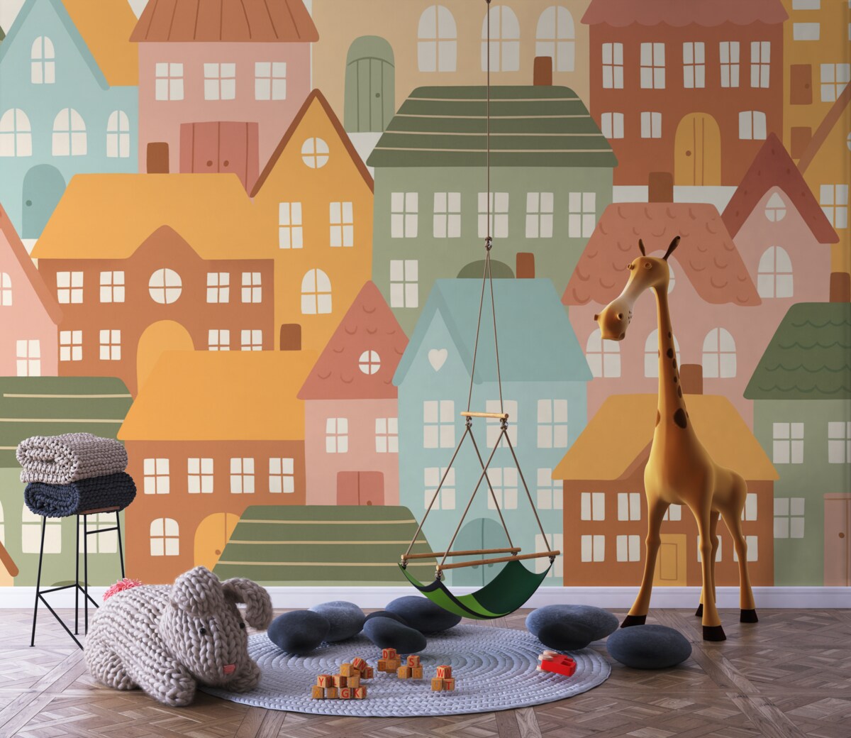 Fototapeta Domy w różnych kolorach.