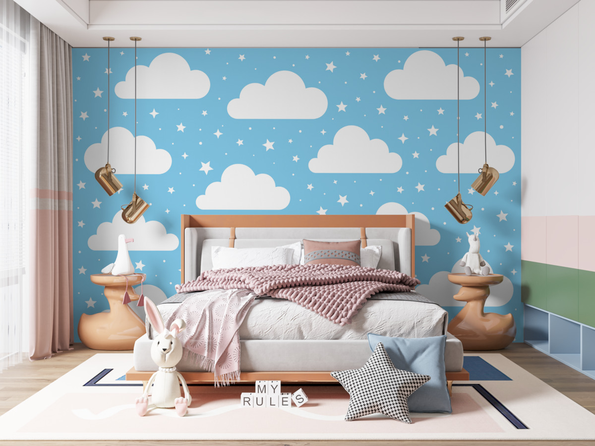 Fototapeta Rozgwieżdżone niebo w błękitnym tonie.