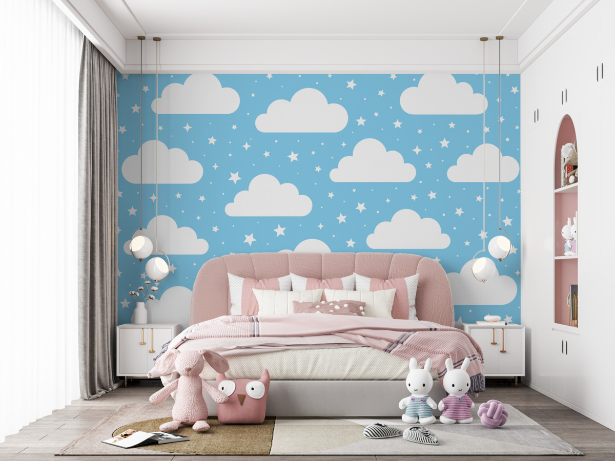 Fototapeta Rozgwieżdżone niebo w błękitnym tonie.