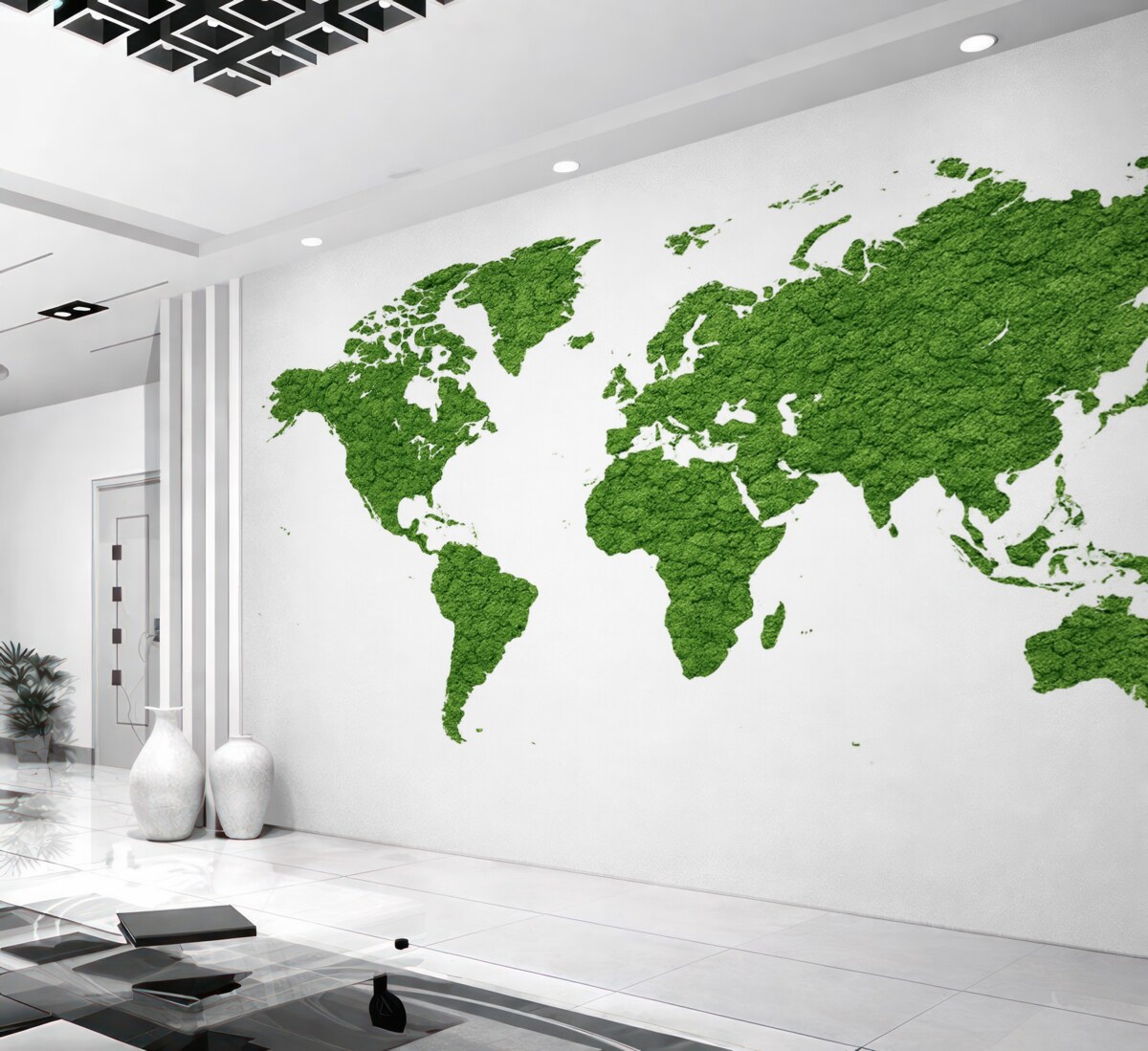 Fototapeta Mapa globu z mchem, przyroda, zielona gama kolorów.
