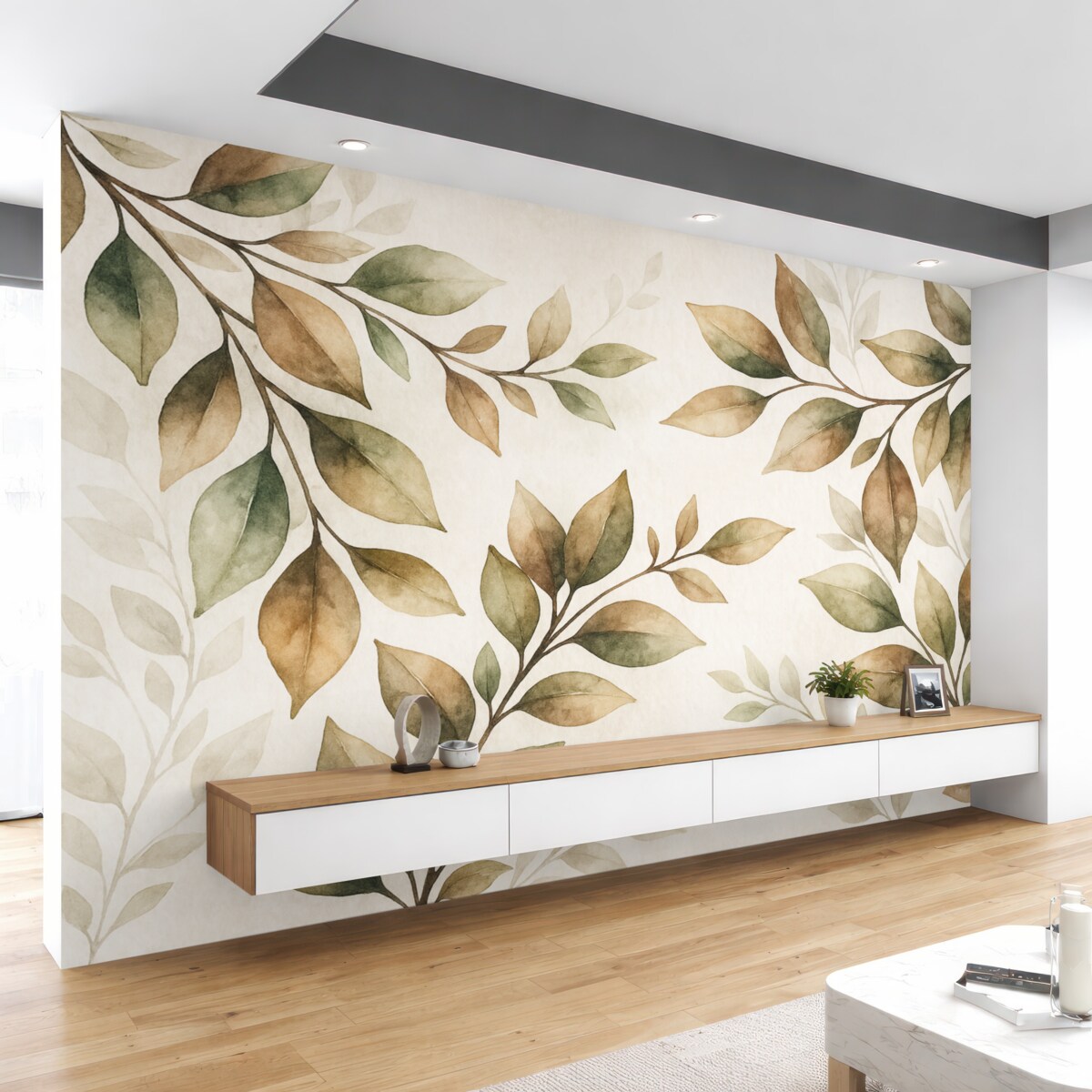 Fototapeta wielkie gałęzie z brązowymi liśćmi