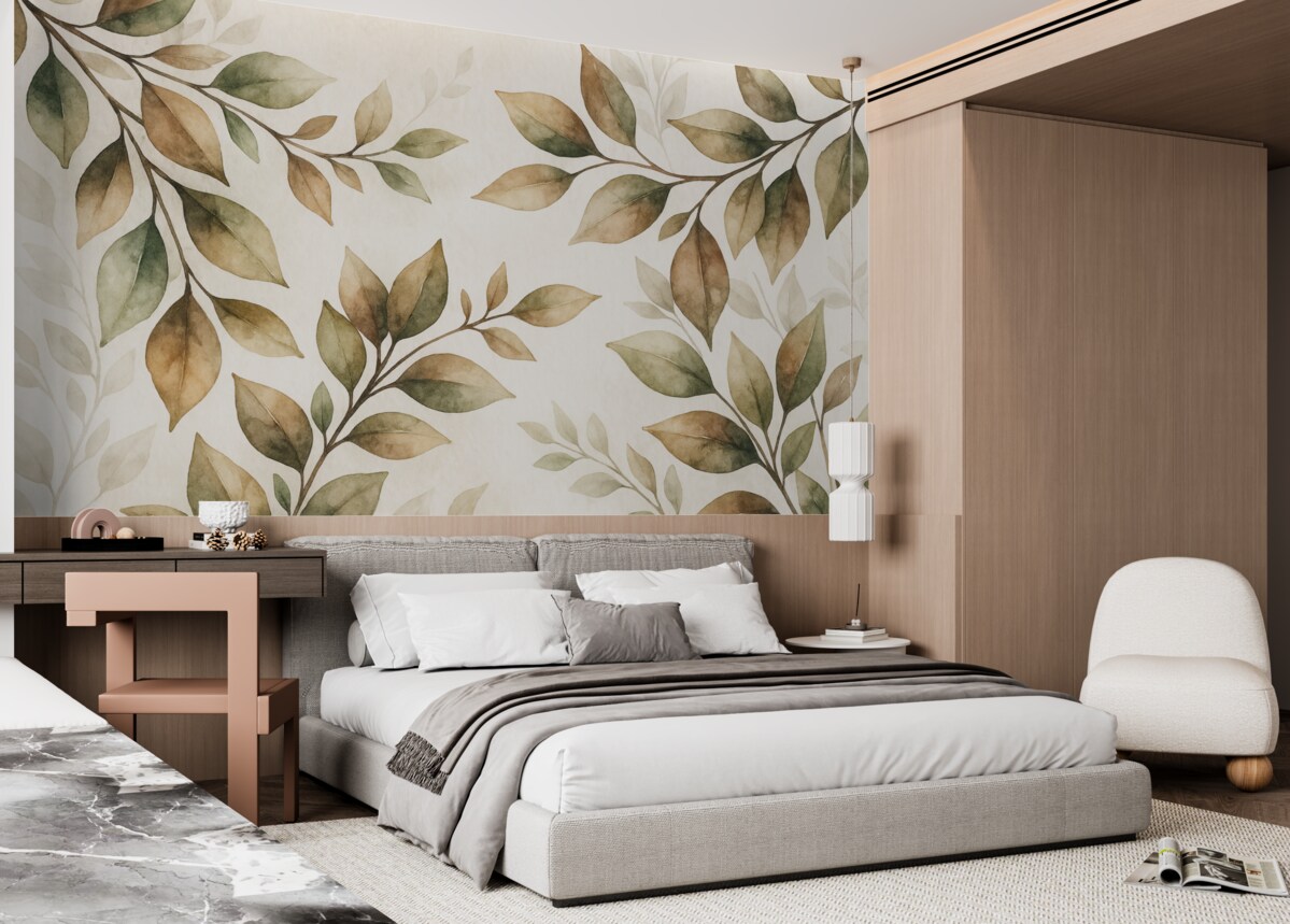 Fototapeta wielkie gałęzie z brązowymi liśćmi